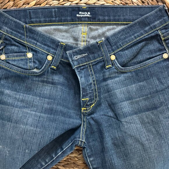 Rock & Republic Kassandra Blue Denim Womens Stretch Bootcut Jeans Size 28 033085 - Picture 3 of 6